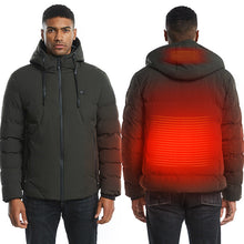 Load image into Gallery viewer, USB Heated Jacket – 3 Heat Levels, Hooded Winter Coat