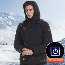 Load image into Gallery viewer, USB Heated Jacket – 3 Heat Levels, Hooded Winter Coat