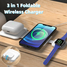Load image into Gallery viewer, 3-in-1 Magnetic Foldable Wireless Charger – Compact Travel Pad