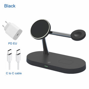 3 in 1  Magnetic Wireless Charger Station / Holder for iPhone 14Plus/13/12Pro Max Charge fast for Apple Watch Airpods pro