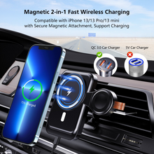 Load image into Gallery viewer, 2 in 1 Fast Magnetic Wireless Charger For Car Charging Holder